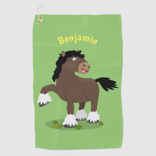 Cute Clydesdale draft horse cartoon illustration Golfhanddoek (Voorkant)
