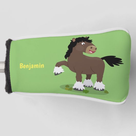Cute Clydesdale draft horse cartoon illustration Golfheadcover (Voorkant)