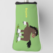 Cute Clydesdale draft horse cartoon illustration Golfheadcover (Draai 90)