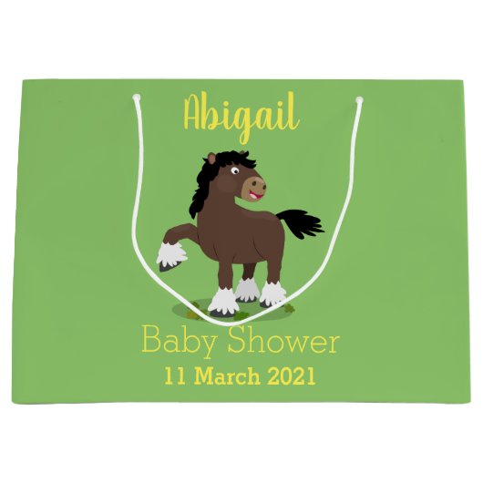 Cute Clydesdale draft horse cartoon illustration Groot Cadeauzakje (Voorkant)