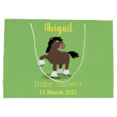 Cute Clydesdale draft horse cartoon illustration Groot Cadeauzakje (Achterkant)