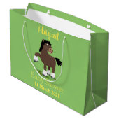 Cute Clydesdale draft horse cartoon illustration Groot Cadeauzakje (Achterkant Gekanteld)