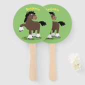 Cute Clydesdale draft horse cartoon illustration Handwaaier (Voorkant en achterkant)