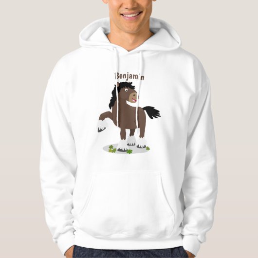 Cute Clydesdale draft horse cartoon illustration Hoodie (Voorkant)