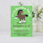 Cute Clydesdale draft horse cartoon illustration Kaart (Staand voorkant)