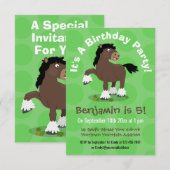 Cute Clydesdale draft horse cartoon illustration Kaart (Voorkant / Achterkant)