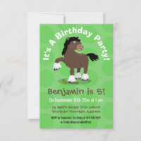 Cute Clydesdale draft horse cartoon illustration