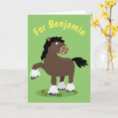 Cute Clydesdale draft horse cartoon illustration Kaart (Gele Bloem)