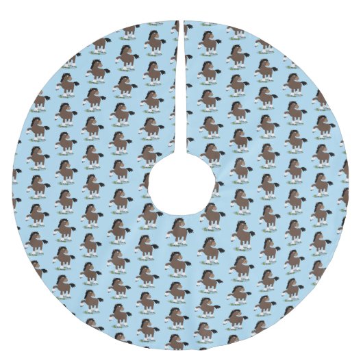 Cute Clydesdale draft horse cartoon illustration Kerstboom Rok (Voorkant)