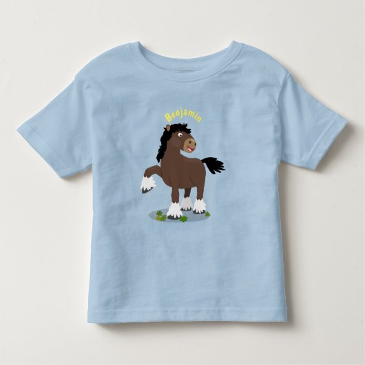 Cute Clydesdale draft horse cartoon illustration Kinder Shirts (Voorkant)