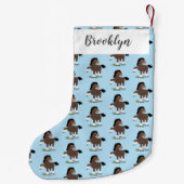 Cute Clydesdale draft horse cartoon illustration Kleine Kerstsok (Achterkant)