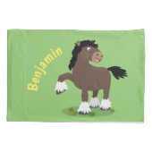 Cute Clydesdale draft horse cartoon illustration Kussensloop (Achterkant)