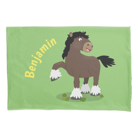 Cute Clydesdale draft horse cartoon illustration Kussensloop (Voorkant)