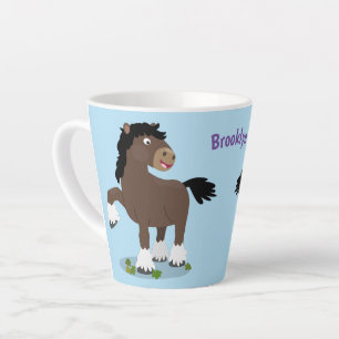 Cute Clydesdale draft horse cartoon illustration Latte Mok