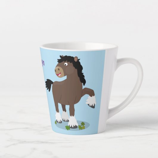 Cute Clydesdale draft horse cartoon illustration Latte Mok (Rechts)