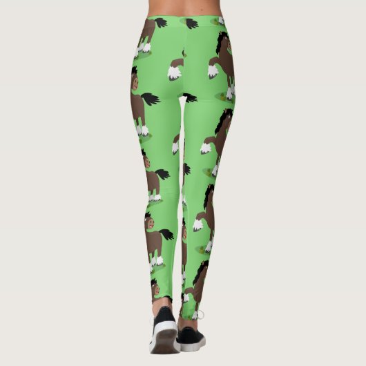 Cute Clydesdale draft horse cartoon illustration Leggings (Achterkant)