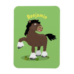 Cute Clydesdale draft horse cartoon illustration Magneet
