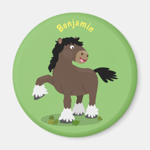 Cute Clydesdale draft horse cartoon illustration Magneet