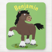 Cute Clydesdale draft horse cartoon illustration Muismat (Voorkant)
