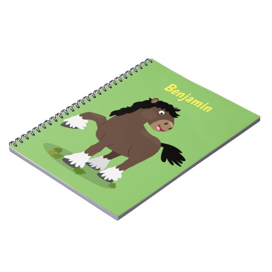 Cute Clydesdale draft horse cartoon illustration Notitieboek (Linkerzijde)