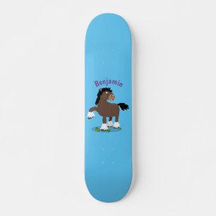 Cute Clydesdale draft horse cartoon illustration Persoonlijk Skateboard