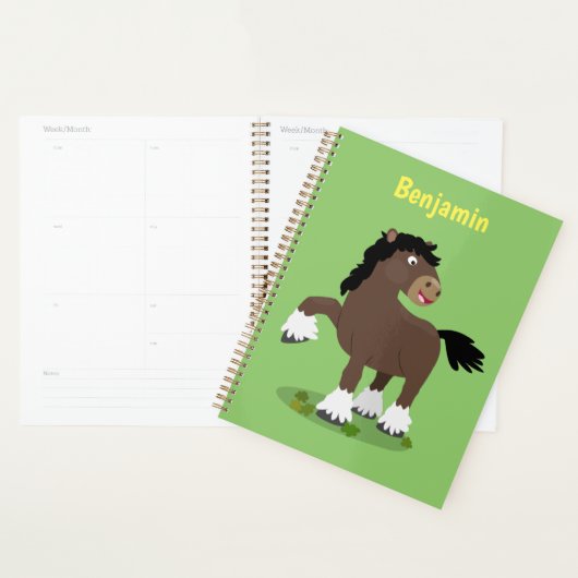 Cute Clydesdale draft horse cartoon illustration Planner (Display)