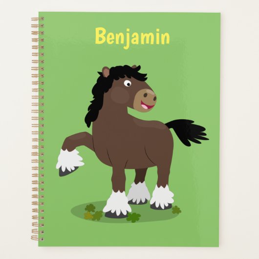 Cute Clydesdale draft horse cartoon illustration Planner (Voorkant)