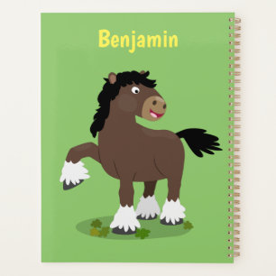Cute Clydesdale draft horse cartoon illustration Planner