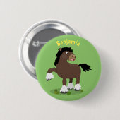 Cute Clydesdale draft horse cartoon illustration Ronde Button 5,7 Cm (Voorkant /achterkant)
