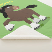 Cute Clydesdale draft horse cartoon illustration Sherpa Deken (3/4)