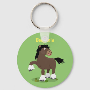 Cute Clydesdale draft horse cartoon illustration Sleutelhanger