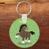 Cute Clydesdale draft horse cartoon illustration Sleutelhanger (Voorkant)