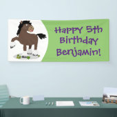 Cute Clydesdale draft horse cartoon illustration Spandoek (Beurs)