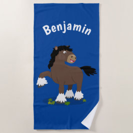 Cute Clydesdale draft horse cartoon illustration Strandlaken