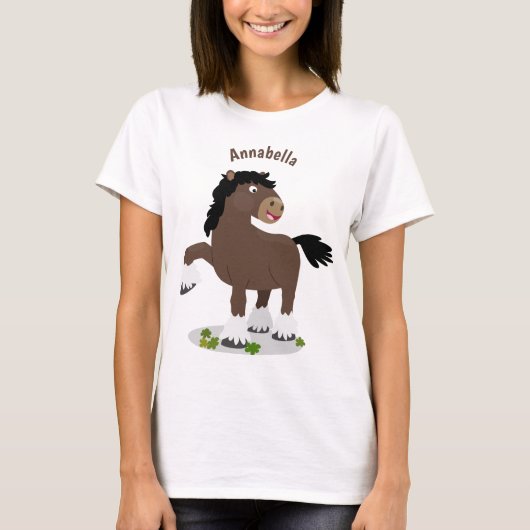 Cute Clydesdale draft horse cartoon illustration T-shirt (Voorkant)