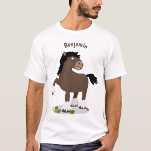 Cute Clydesdale draft horse cartoon illustration T-shirt