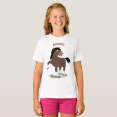 Cute Clydesdale draft horse cartoon illustration T-shirt (Voorkant volledig)