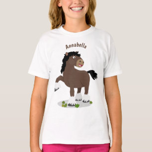 Cute Clydesdale draft horse cartoon illustration T-shirt