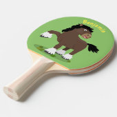 Cute Clydesdale draft horse cartoon illustration Tafeltennisbatje (Voorkant Gekanteld)