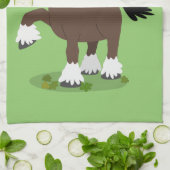 Cute Clydesdale draft horse cartoon illustration Theedoek (Gevouwen)