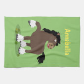 Cute Clydesdale draft horse cartoon illustration Theedoek (Horizontaal)