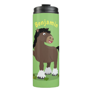 Cute Clydesdale draft horse cartoon illustration Thermosbeker