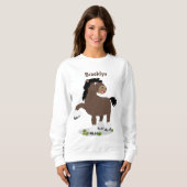 Cute Clydesdale draft horse cartoon illustration Trui (Voorkant volledig)