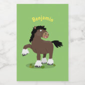 Cute Clydesdale draft horse cartoon illustration Voedselcontainer Etiket (Enkel label)