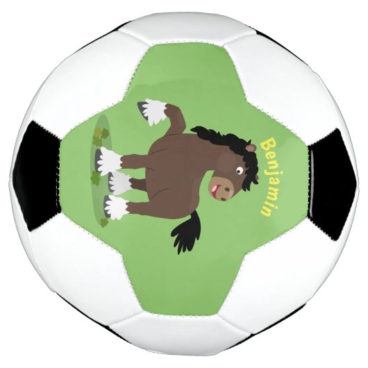 Cute Clydesdale draft horse cartoon illustration Voetbal (Gedraaid)