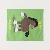 Cute Clydesdale draft horse cartoon illustration Wandkleed (Voorkant (horizontaal))