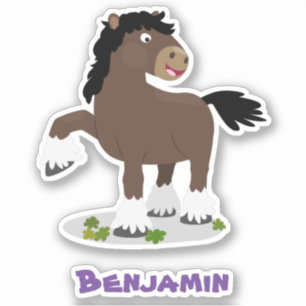 Cute Clydesdale trekpaard cartoonillustratie Sticker