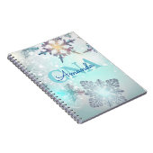 Cute CNA Ice Blue Snowflake Persoonlijke naam Notitieboek (Rechterzijde)