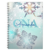 Cute CNA Ice Blue Snowflake Persoonlijke naam Notitieboek (Voorkant)