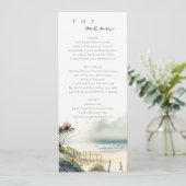 Cute Coastal Sand Beach Seascape Wedding Programme Kaart (Staand voorkant)